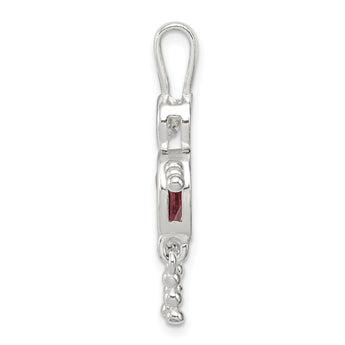 Sterling Silver Rhodium-Plated Boy Pendant with June Birthstone Charm
