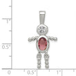 Sterling Silver Rhodium-Plated Boy Pendant with June Birthstone Charm