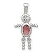 Sterling Silver Rhodium-Plated Boy Pendant with June Birthstone Charm