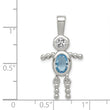 Sterling Silver 925 Boy Pendant with Blue CZ Birthstone Charm