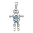 Sterling Silver 925 Boy Pendant with Blue CZ Birthstone Charm