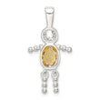 Sterling Silver Boy Pendant with November Birthstone Charm
