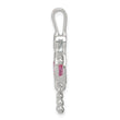 Sterling Silver Rhodium-Plated October Pink CZ Boy Pendant by