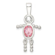 Sterling Silver Rhodium-Plated October Pink CZ Boy Pendant by