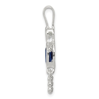 Sterling Silver Rhodium-Plated September Birthstone Boy Pendant