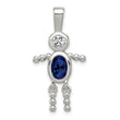 Sterling Silver Rhodium-Plated September Birthstone Boy Pendant