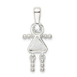 Sterling Silver Rhodium-Plated CZ April Glass Girl Pendant Elegant Birthstone Charm