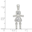 Sterling Silver Rhodium-Plated CZ April Glass Girl Pendant Elegant Birthstone Charm