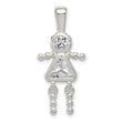 Sterling Silver Rhodium-Plated CZ April Glass Girl Pendant Elegant Birthstone Charm
