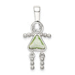 Sterling Silver Rhodium-Plated Girl Pendant with August Birthstone