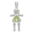 Sterling Silver Rhodium-Plated Girl Pendant with August Birthstone