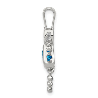 Sterling Silver December Girl Pendant with Blue CZ
