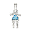 Sterling Silver December Girl Pendant with Blue CZ