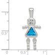 Sterling Silver December Girl Pendant with Blue CZ