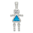 Sterling Silver December Girl Pendant with Blue CZ