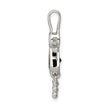 Sterling Silver Girl Pendant with Rhodium Plating and January Birthstone