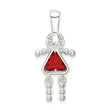 925 Rhodium-Plated Sterling Silver Girl Pendant with July Birthstone Elegance