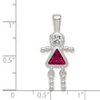 925 Rhodium-Plated Sterling Silver Girl Pendant with July Birthstone Elegance