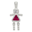 925 Rhodium-Plated Sterling Silver Girl Pendant with July Birthstone Elegance