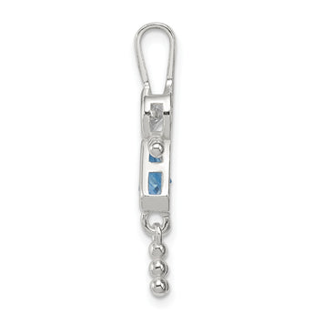 Sterling Silver March Birthstone Girl Pendant with Rhodium Finish