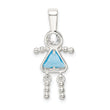 Sterling Silver March Birthstone Girl Pendant with Rhodium Finish
