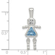 Sterling Silver March Birthstone Girl Pendant with Rhodium Finish