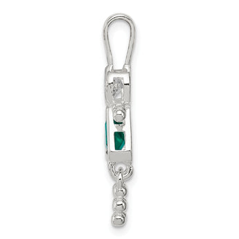Sterling Silver May Birthstone Girl Pendant with Rhodium Finish