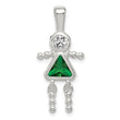 Sterling Silver May Birthstone Girl Pendant with Rhodium Finish