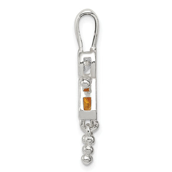 Sterling Silver 925 Girl Pendant with Rhodium Plating and November CZ