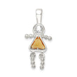 Sterling Silver 925 Girl Pendant with Rhodium Plating and November CZ