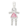 Sterling Silver 925 October Birthstone Girl Pendant with Pink CZ