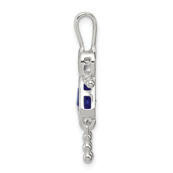 Sterling Silver Girl Pendant with September Birthstone Charm by