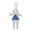 Sterling Silver Girl Pendant with September Birthstone Charm by