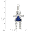 Sterling Silver Girl Pendant with September Birthstone Charm by