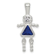 Sterling Silver Girl Pendant with September Birthstone Charm by
