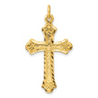 Sterling Silver Gold-tone Polished and D/C  Cross Pendant