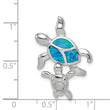 Sterling Silver Opal Turtle Pendant with Rhodium Finish