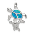 Sterling Silver Opal Turtle Pendant with Rhodium Finish