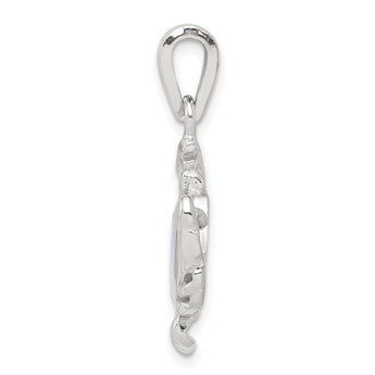 Sterling Silver Opal Inlay Crab Pendant with Rhodium Polish