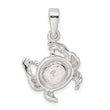 Sterling Silver Opal Inlay Crab Pendant with Rhodium Polish