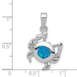 Sterling Silver Opal Inlay Crab Pendant with Rhodium Polish
