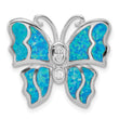 Sterling Silver Opal Butterfly Pendant Elegant Lab-Created Charm by