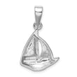 Sterling Silver Opal Sailboat Pendant with Rhodium Polish