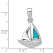 Sterling Silver Opal Sailboat Pendant with Rhodium Polish