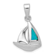 Sterling Silver Opal Sailboat Pendant with Rhodium Polish
