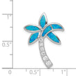 Sterling Silver 925 Palm Tree Pendant with CZ & Opal Inlay