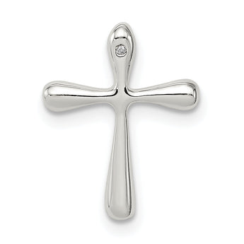 Sterling Silver 925 Diamond Cross Pendant with Polished Finish