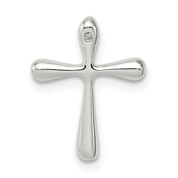 Sterling Silver 925 Diamond Cross Pendant with Polished Finish