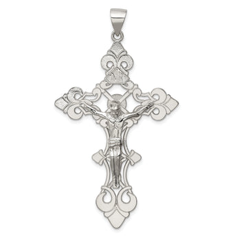Sterling Silver Polished Large INRI Crucifix Pendant