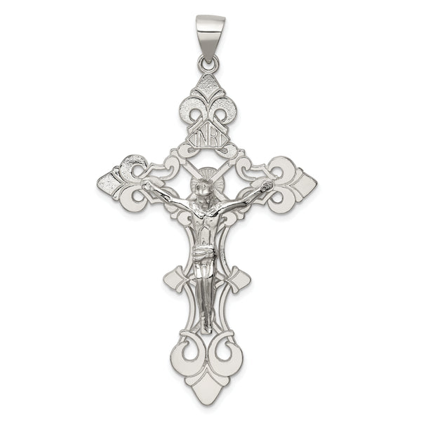 Sterling Silver Polished Large INRI Crucifix Pendant